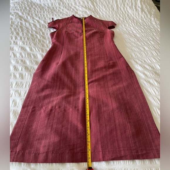 MAGGIE WALT Sleeveless Dress Side Slits Pearls Rhinestones Form Fitting - Picture 12 of 17